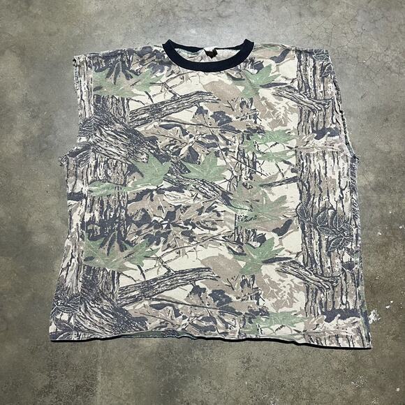 Vintage 80s Realtree Camo USA Cut Off T-Shirt - Picture 1 of 4